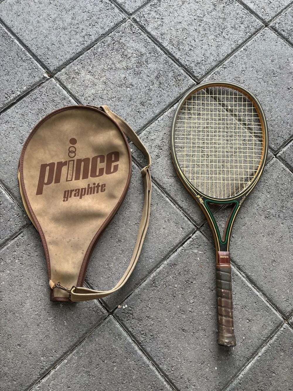 Vintage Prince Woodie Graphite Tennis Racket with Original Case